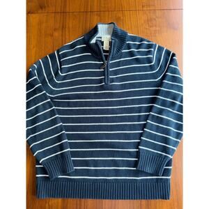 L.L. Bean Men's Cotton Striped Quarter-Zip Pullover Sweater Size L